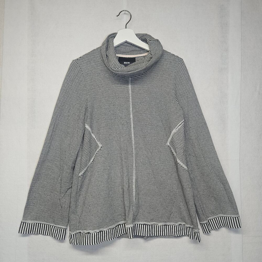 Anthropologie Maeve Tal Cowlneck Striped Tunic Sweater - Medium - Black & White
